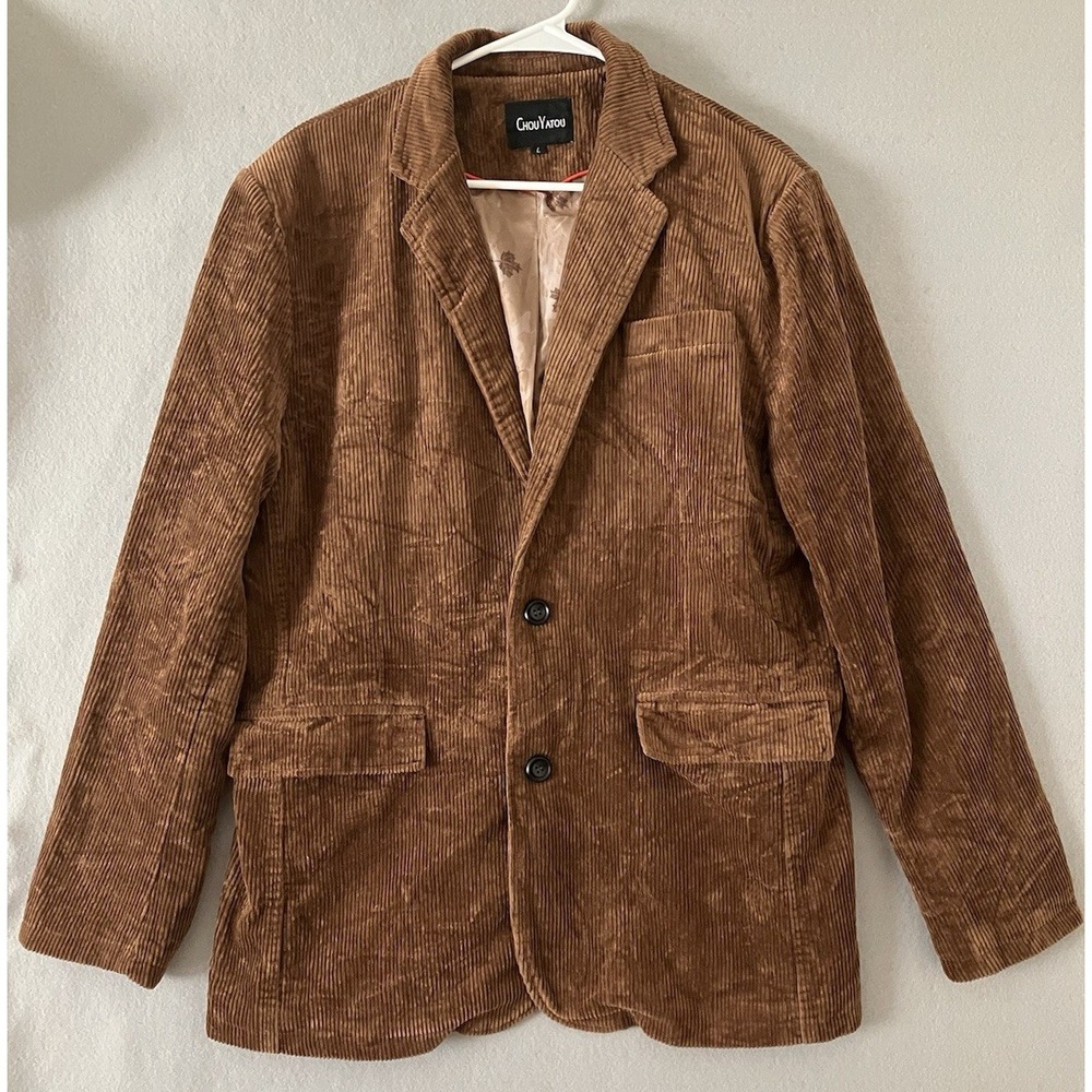 Chouyatou Men's Vtg (L) Casual Work Wear Corduroy Suit Blazer Jacket Old Money